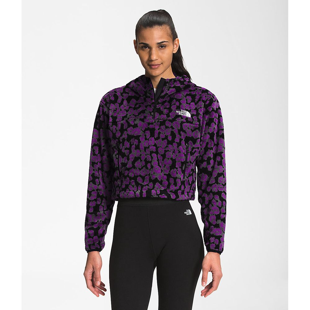 The North Face Hoodie Womens Australia - The North Face Printed Osito ¼ Zip Purple Leopard (CVR-5346